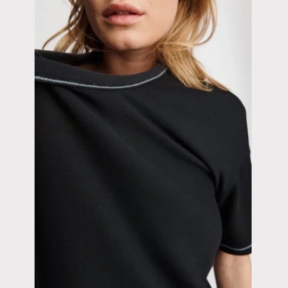 NWT $125 Rag + Bone Marlon Black Tee with Contrast White Stitching - size XXS! - Picture 7 of 9